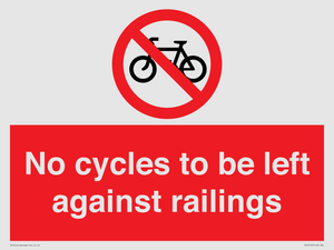 No cycles to be left against railings